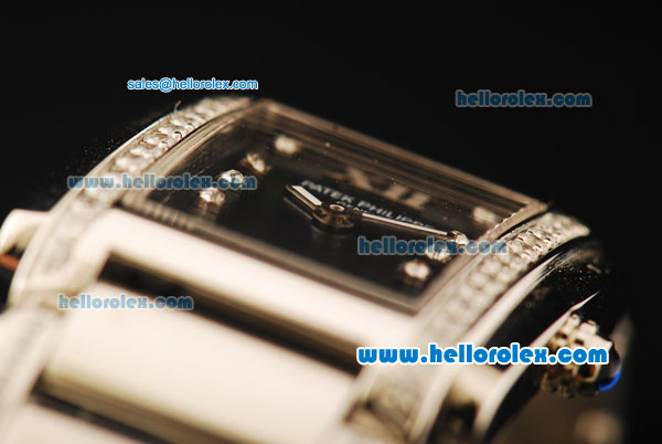Patek Philippe Twenty-4 Swiss Quartz Movement Full Steel with Black Dial and Diamond Markers - Click Image to Close